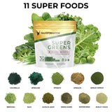 SPR BODY Transformation Super Greens: verre montrant le mélange, expérience sensorielle agréable et goût équilibré.
