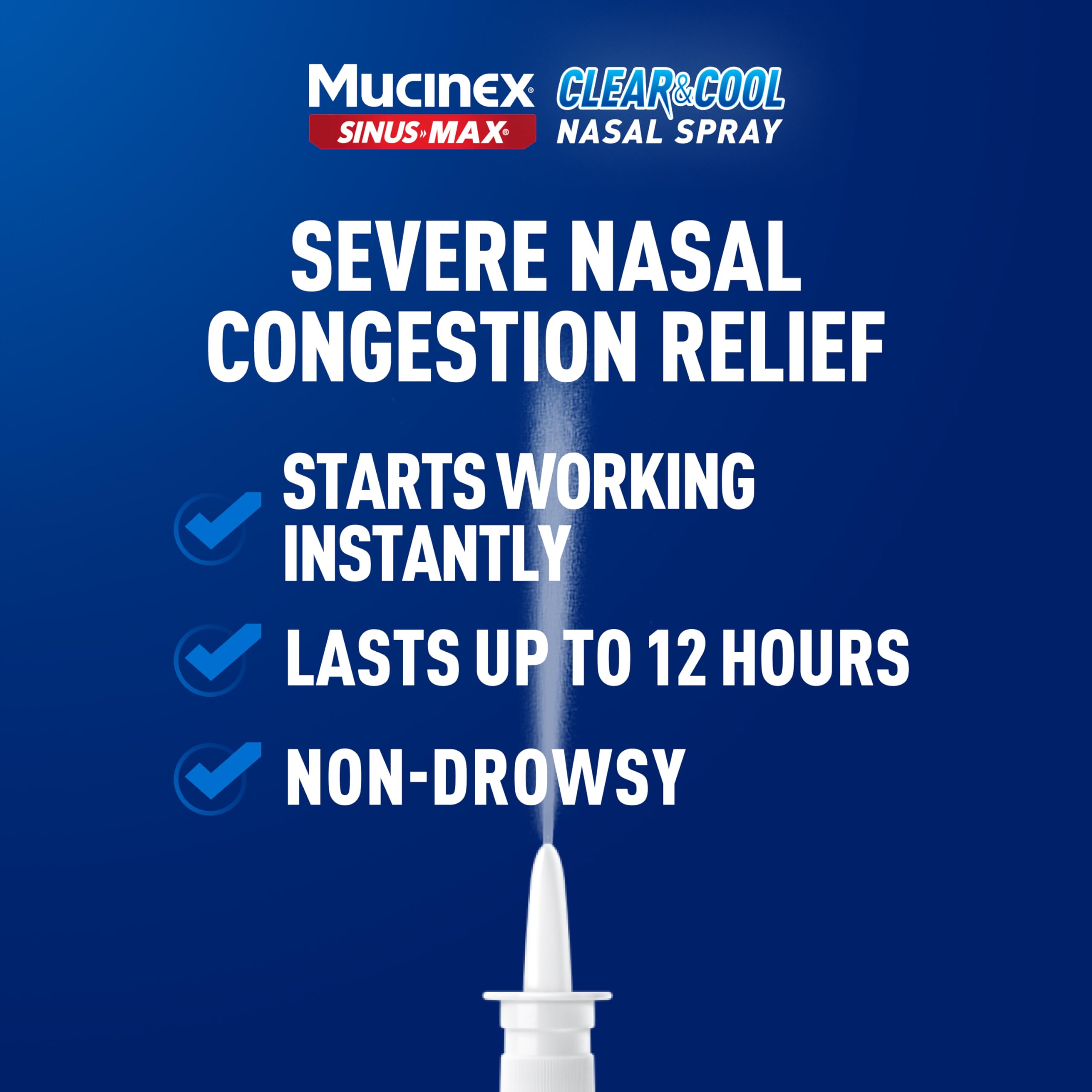 Spray nasal Mucinex en action contre la congestion nasale.