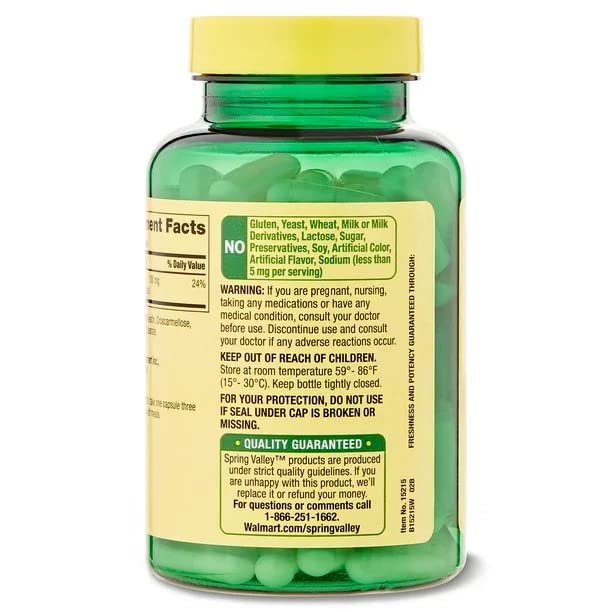 Emballage Spring Valley avec 100 capsules.
