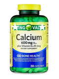 Spring Valley Bone Health: bouteille calcium D3 600 mg, soutien quotidien des os.