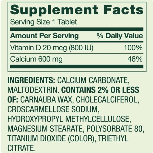 Spring Valley Bone Health: comprimés calcium D3 600 mg, absorption optimisée.