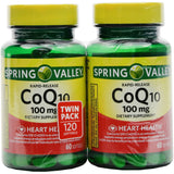 Spring Valley CoQ10, bouteille de 60 gélules, usage quotidien potentiel pour énergie et cœur.