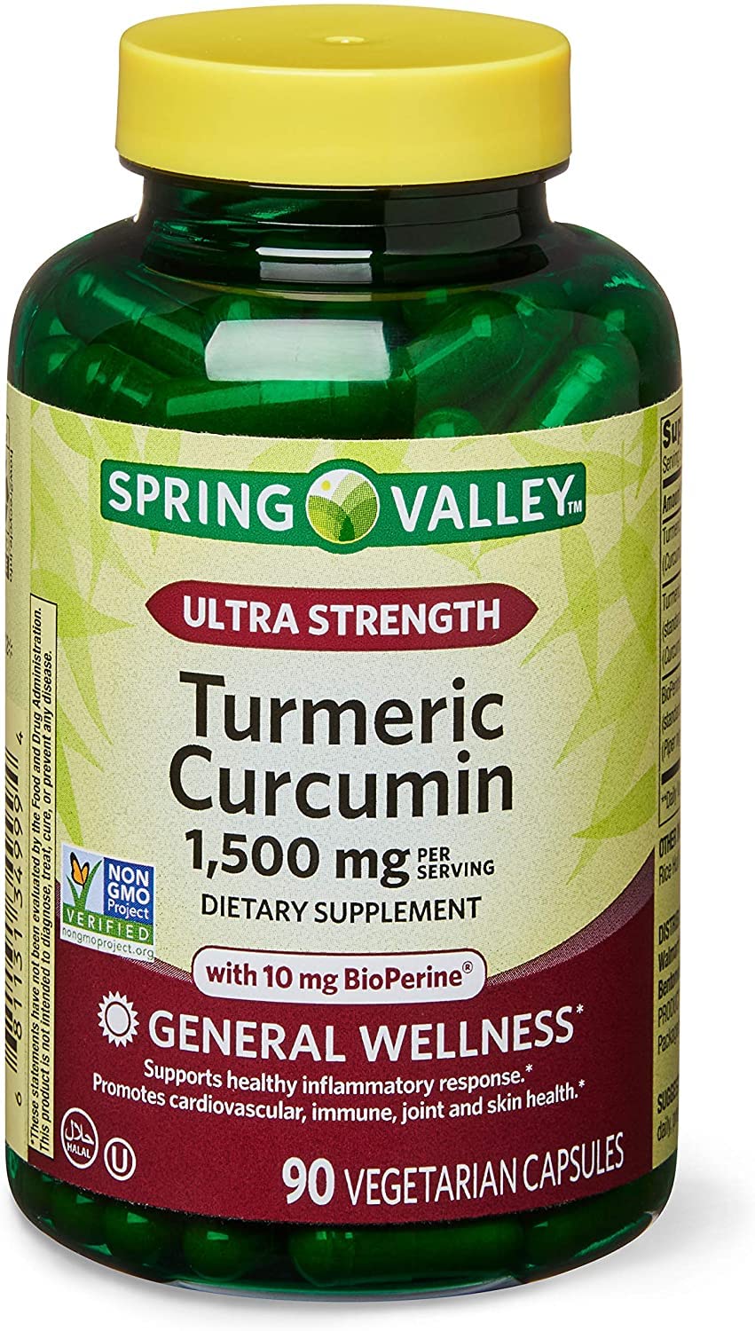Spring Valley curcuminoides ultra 1500 mg, 90 gelules, soutien quotidien potentiel