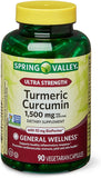 Spring Valley curcuminoides ultra 1500 mg, 90 gelules, soutien quotidien potentiel