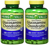 Spring Valley dose quotidienne; image indiquant 2 comprimés par jour pour le soutien des articulations.