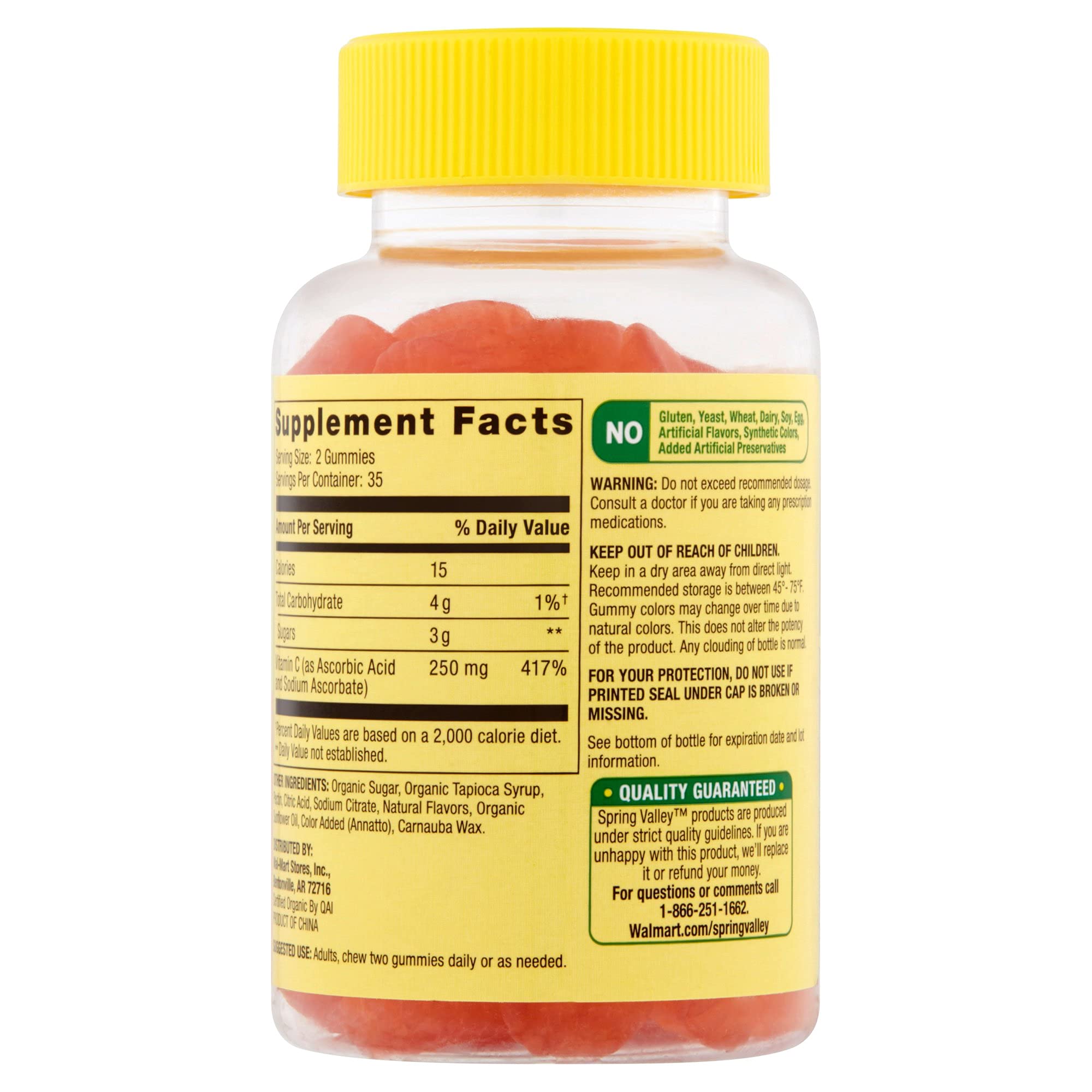 Gommes Spring Valley Vitamin C 240 mg, flacon pratique pour routines quotidiennes.