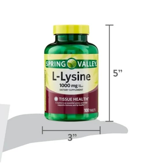 Comprimés L-Lysine 1000mg, dosage élevé pour usage quotidien.