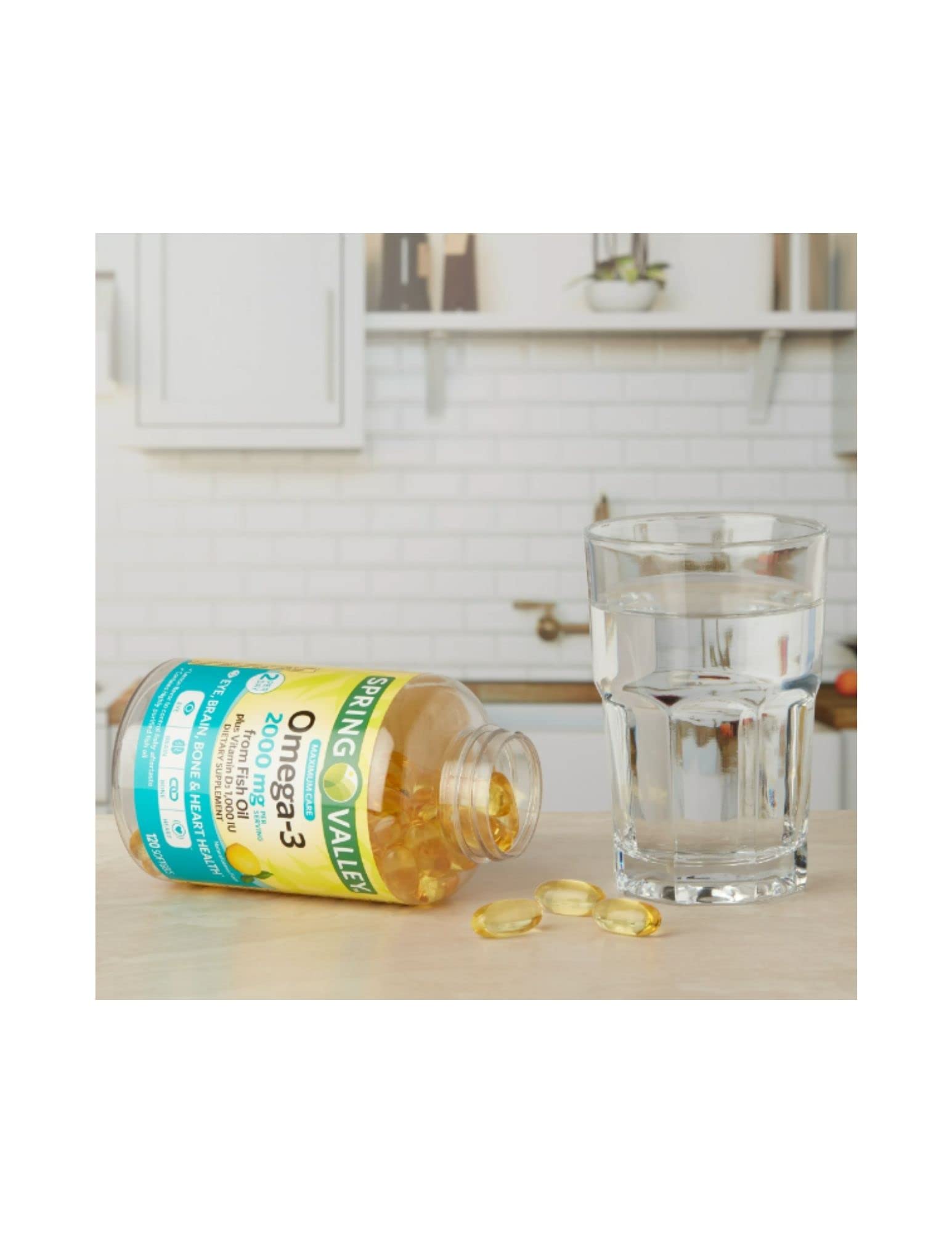 Capsules Spring Valley Omega-3 prêtes à avaler au goût citron