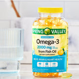 Spring Valley Omega 3: étiquette lisible avec les informations nutritionnelles.