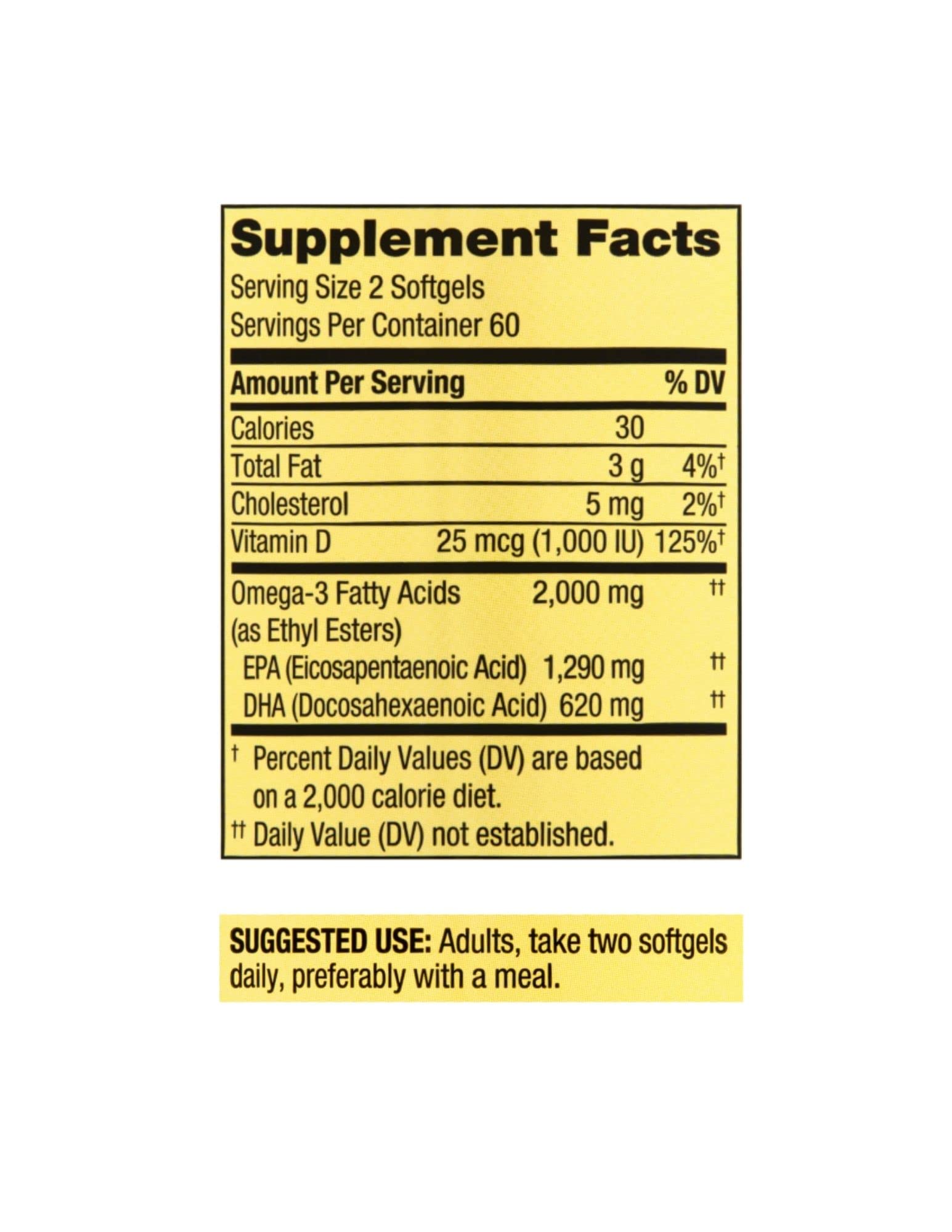 Spring Valley Omega-3 prise quotidienne recommandée lors des repas