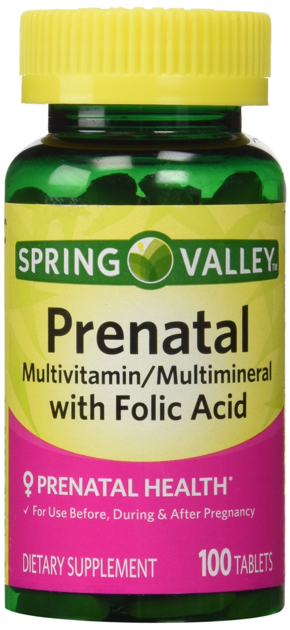 Spring Valley Prenatal – bouteille de comprimés, soutien nutritionnel quotidien pendant la grossesse.
