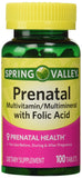 Spring Valley Prenatal – bouteille de comprimés, soutien nutritionnel quotidien pendant la grossesse.