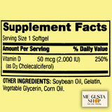 Étiquette Spring Valley Vitamine D3 – informations claires.