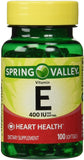 Spring Valley Vitamine E 400 UI — gélules molles solubles, bénéfice potentiel pour peau et cœur.