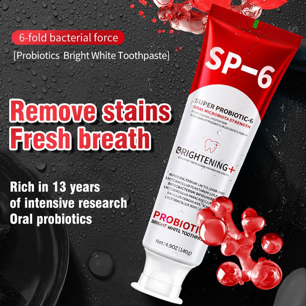 SP-6 SPRINGSUGAR, tube de dentifrice en premier plan, texture douce.
