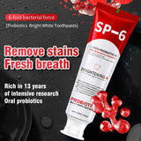 SP-6 SPRINGSUGAR, tube de dentifrice en premier plan, texture douce.