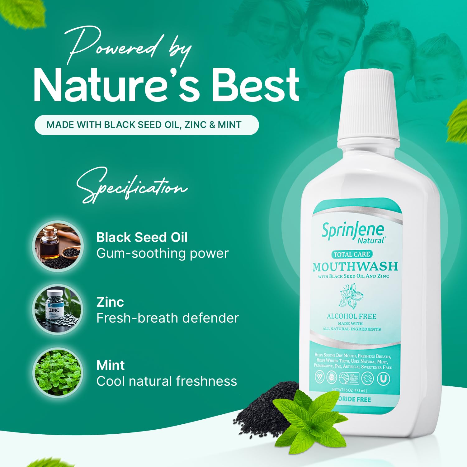 SprinJene Bain de Bouche Huile de Nigelle — haleine naturelle et équilibre buccal.
