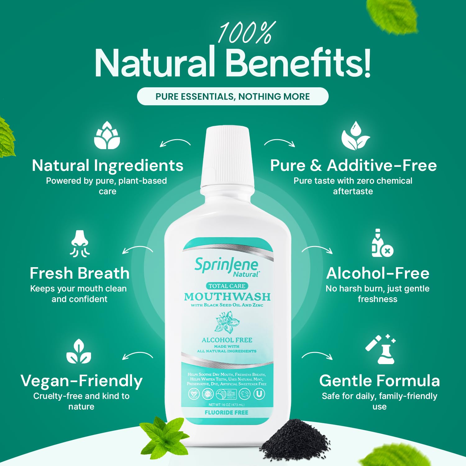 SprinJene Bain de Bouche Xylitol — hydratation et douceur pour bouche sèche.