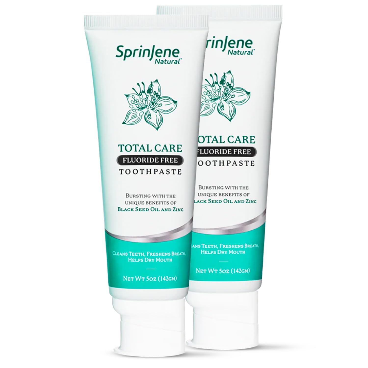 SprinJene: bouteille montrant la formule brevetée pour une protection bucco-dentaire complète.