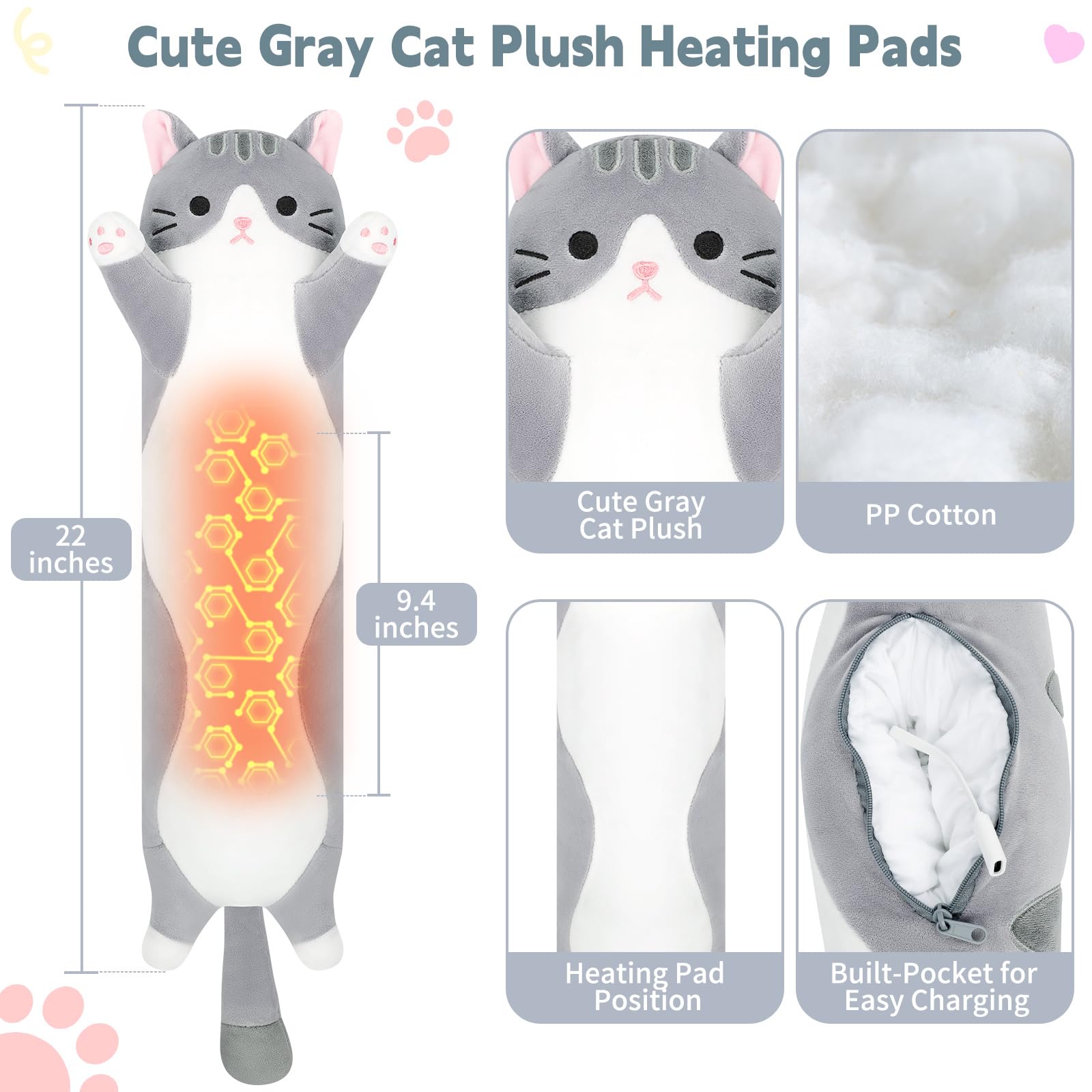 Chat Sprinqdawin gris avec poche intégrée pratique pour batterie.