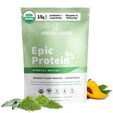 Sprout Living Epic Protein bouteille et emballage, pratique pour planifier votre routine protéinée.