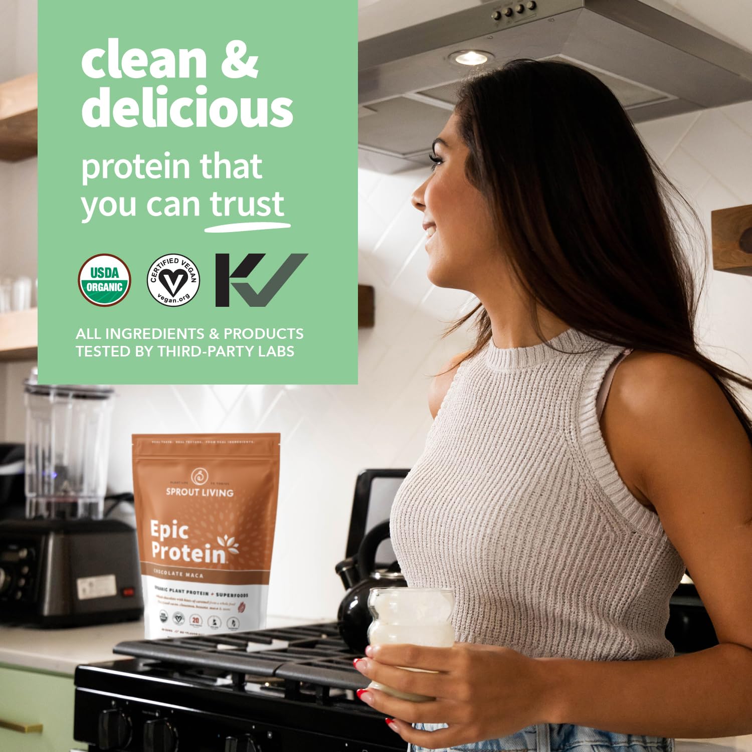 Doseur Sprout Living Epic Protein montrant la portion idéale.