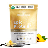 Sprout Living Epic Protein poudre vanille lucuma, goût riche pour smoothies