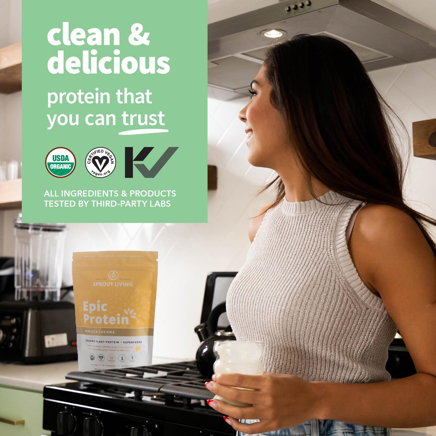 Sprout Living Epic Protein protéine végétale 5 sources, apport équilibré