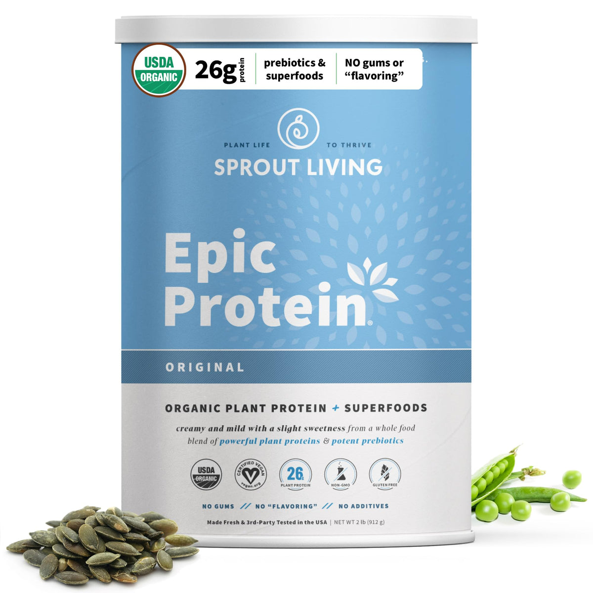 Sprout Living Protéine Plantes Original dans sa bouteille, usage quotidien pratique.