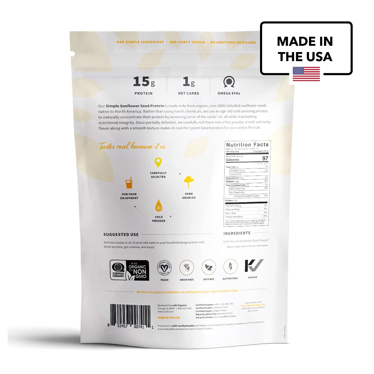 Sprout Living Protéine Tournesol: cuillère-mesure pratique pour portions idéales