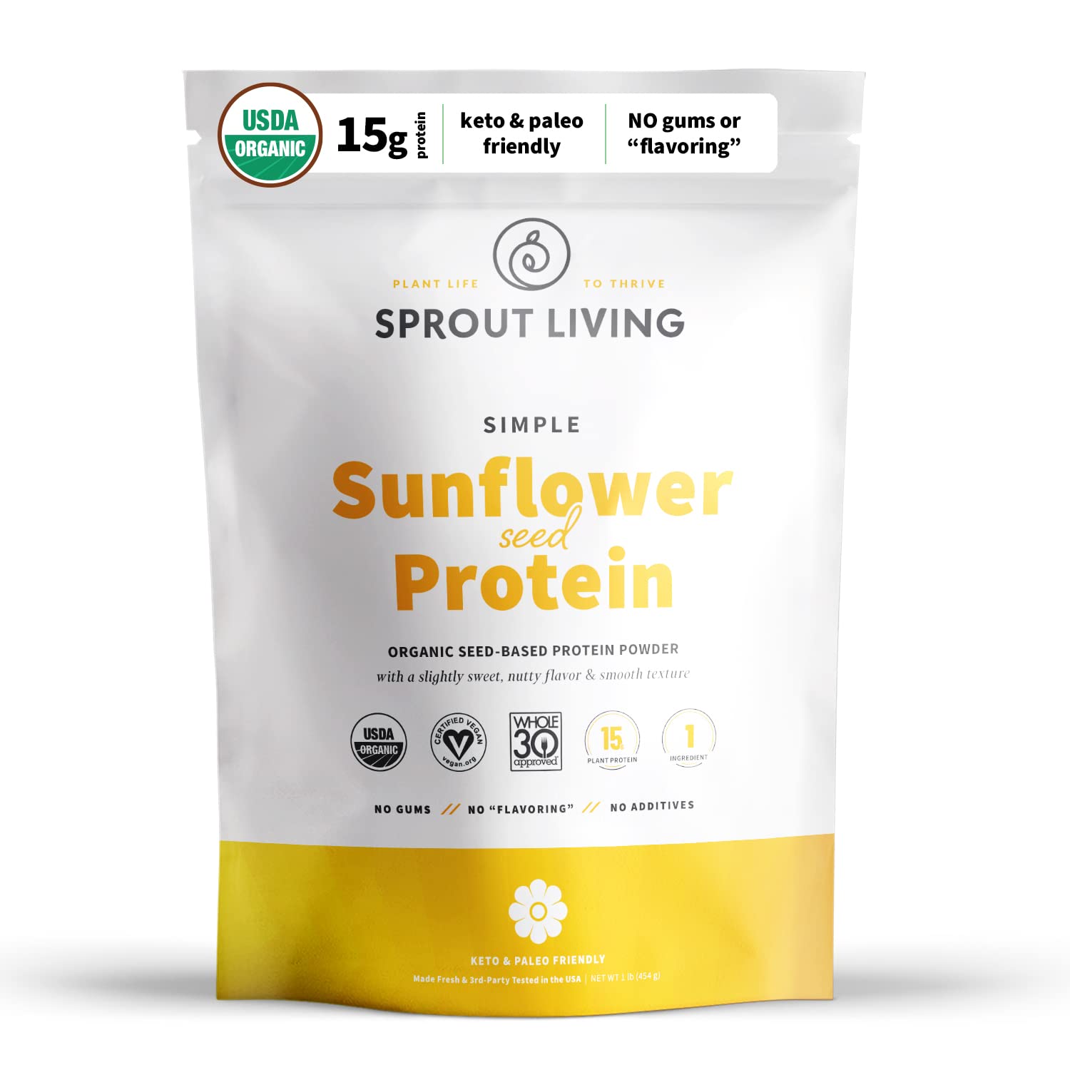 Sprout Living Protéine Tournesol Simple: poudre pure pour shakes protéinés riches
