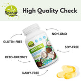 Format portable Sprout Source MCT Softgels, parfait pour les voyages et l’énergie durable.