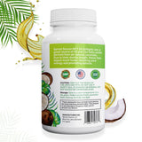 Gros plan sur huile de coco biologique et mélange C8/C10 dans les gélules Sprout Source.