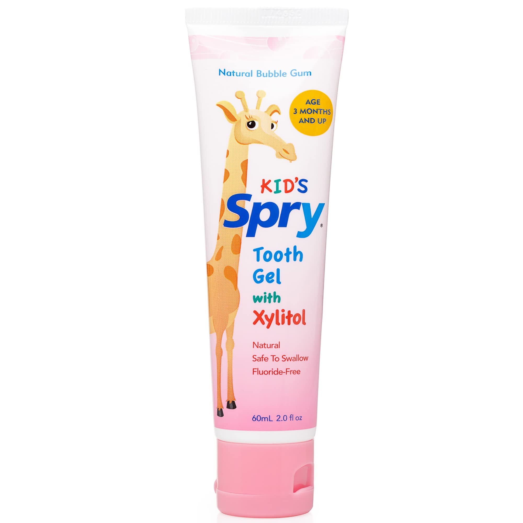 Spry dentifrice gel naturel pour bébé et enfants bubble-gum sans fluorure.