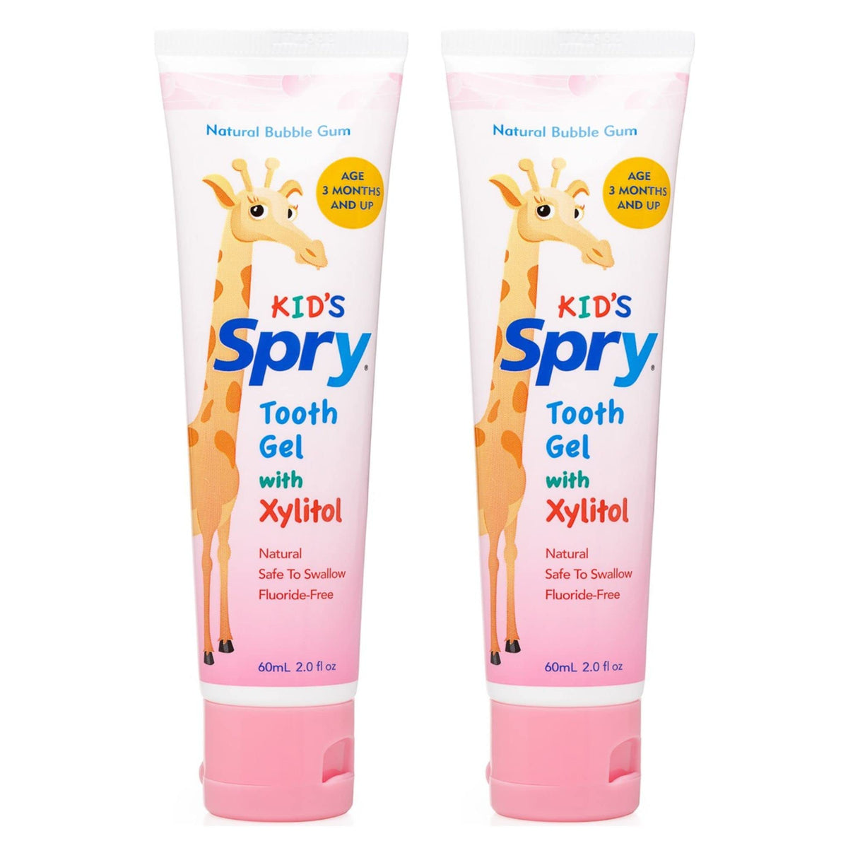 Spry dentifrice xylitol sans fluor pour bébés — emballage attrayant.