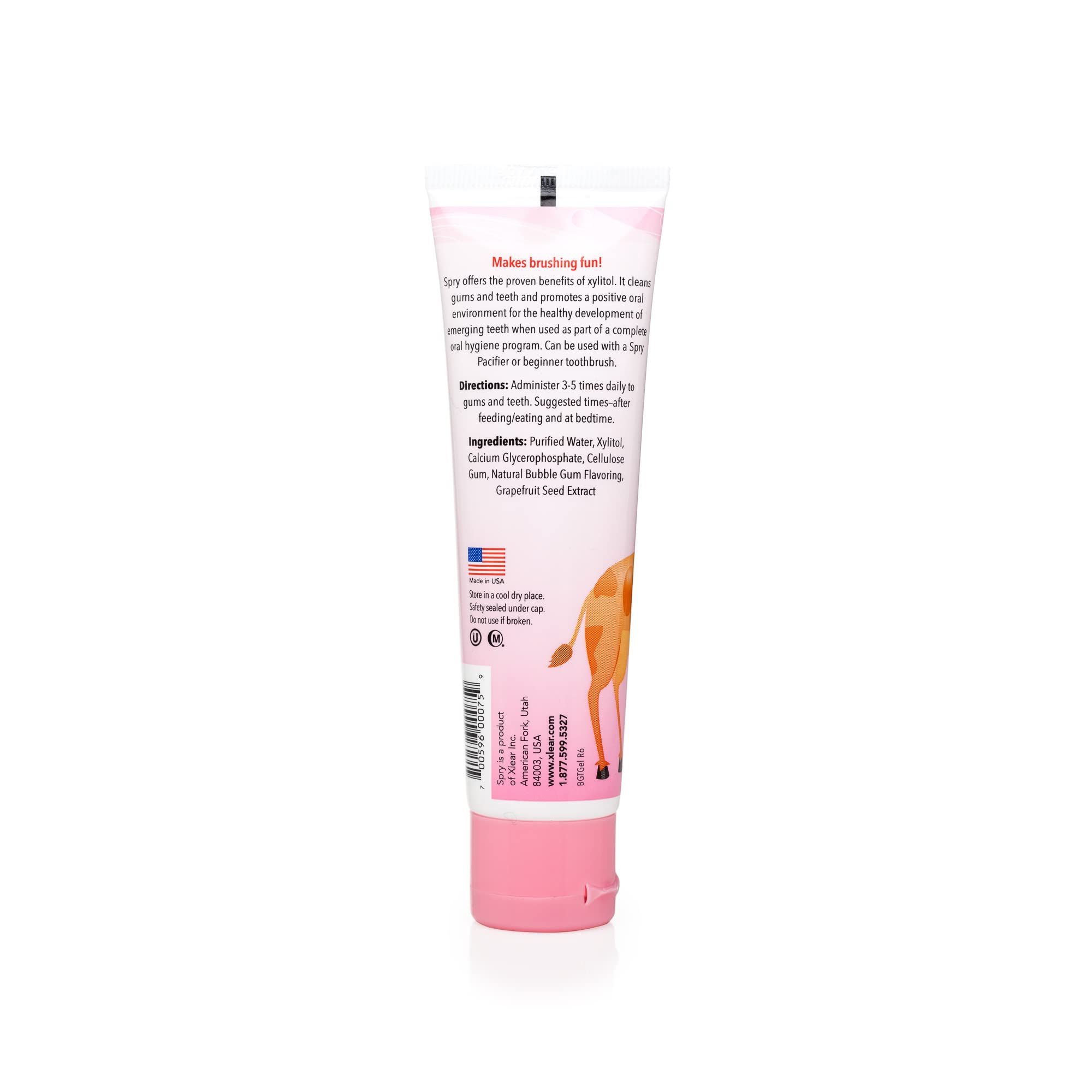 Texture gel douce saveur bubble gum pour dents émergentes.