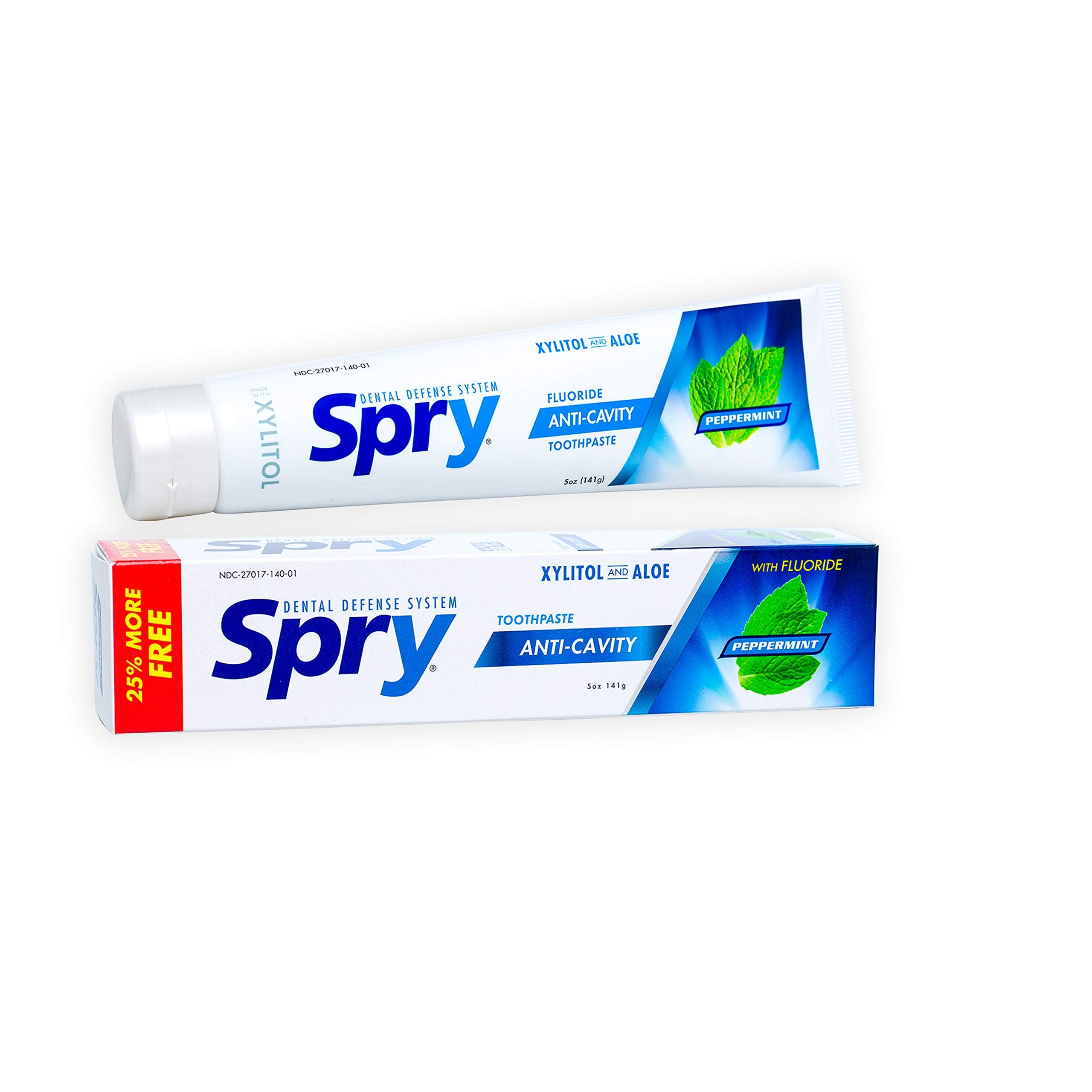 Spry dentifrice Xylitol menthe — emballage 5oz, pratique pour une routine naturelle.