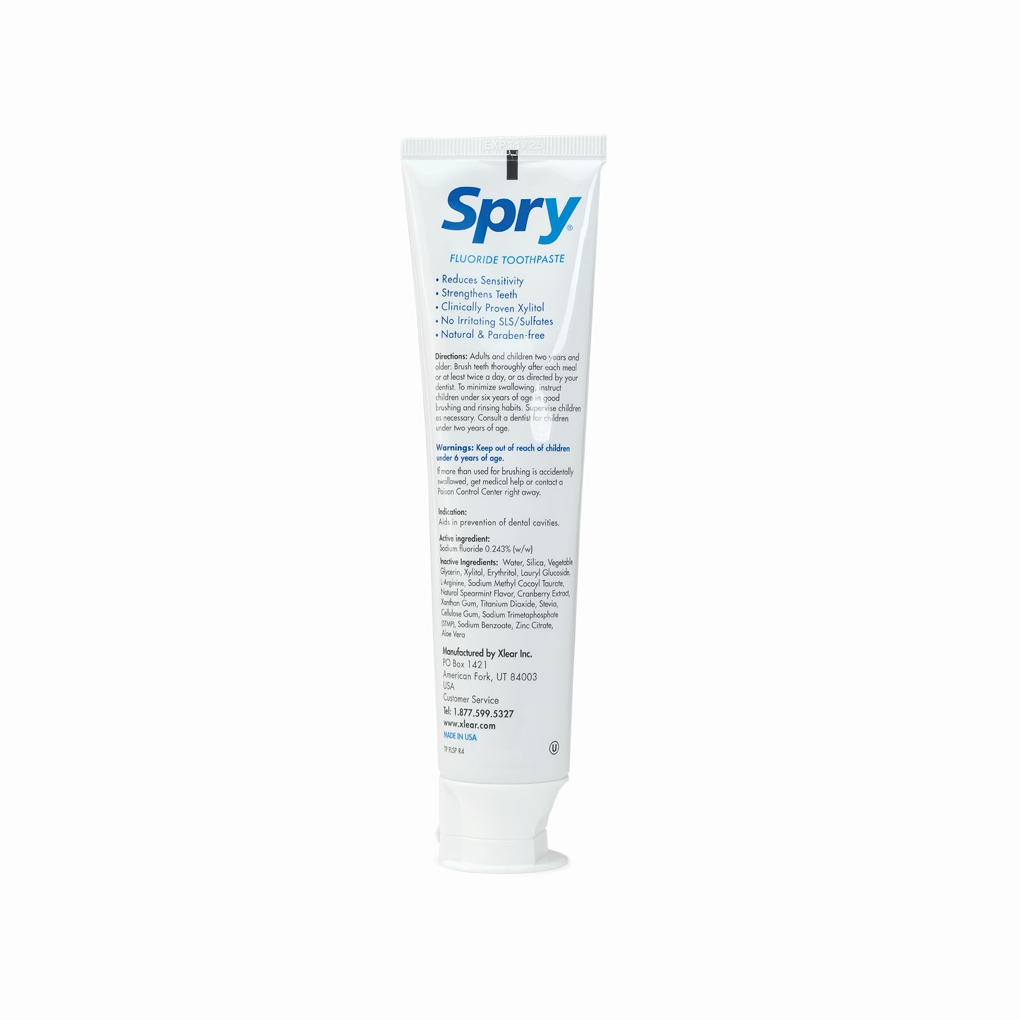 Spry Dentifrice Xylitol Menthe – surface lisse illustrant le polissage des dents