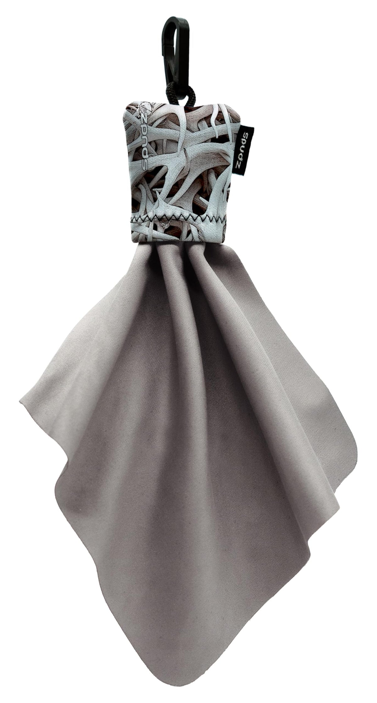 SPUDZ Classic chiffonnette microfibre dans étui clip-attache pour lentilles.