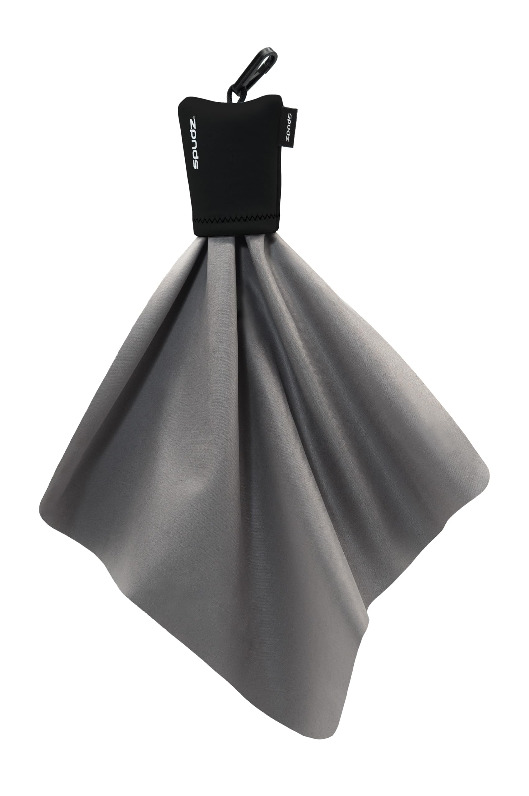 SPUDZ Classic chiffon microfibre pour lentilles dans une pochette clip pratique.