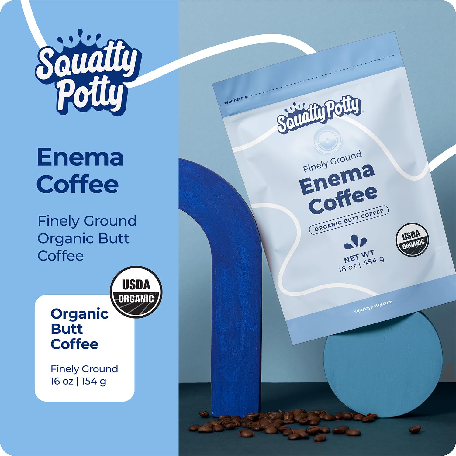 Café lavement Squatty Potty moulu fin Pérou pour utilisation à domicile