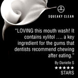 Squeaky Clean saveur menthe fraîche, goût agréable et rafraîchissant.