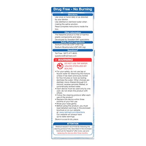 Squip Nasaline kit – 50 sachets saline pré-mélangés pour rinçage rapide.