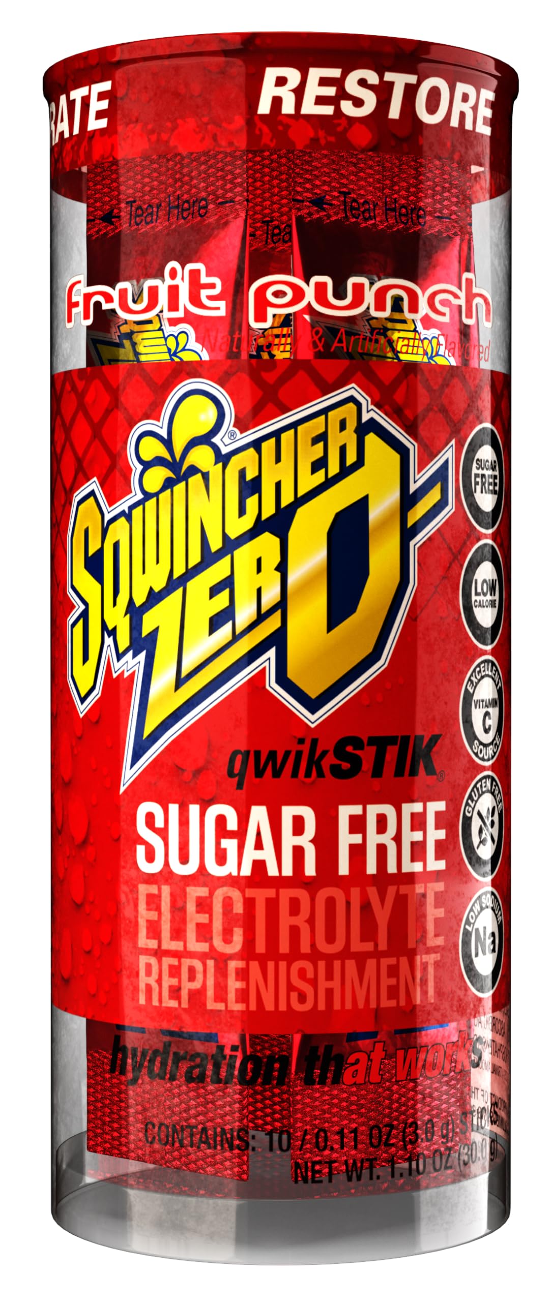 Sqwincher Zero Qwik Stik sachets individuels facilitent l'hydratation en déplacement.