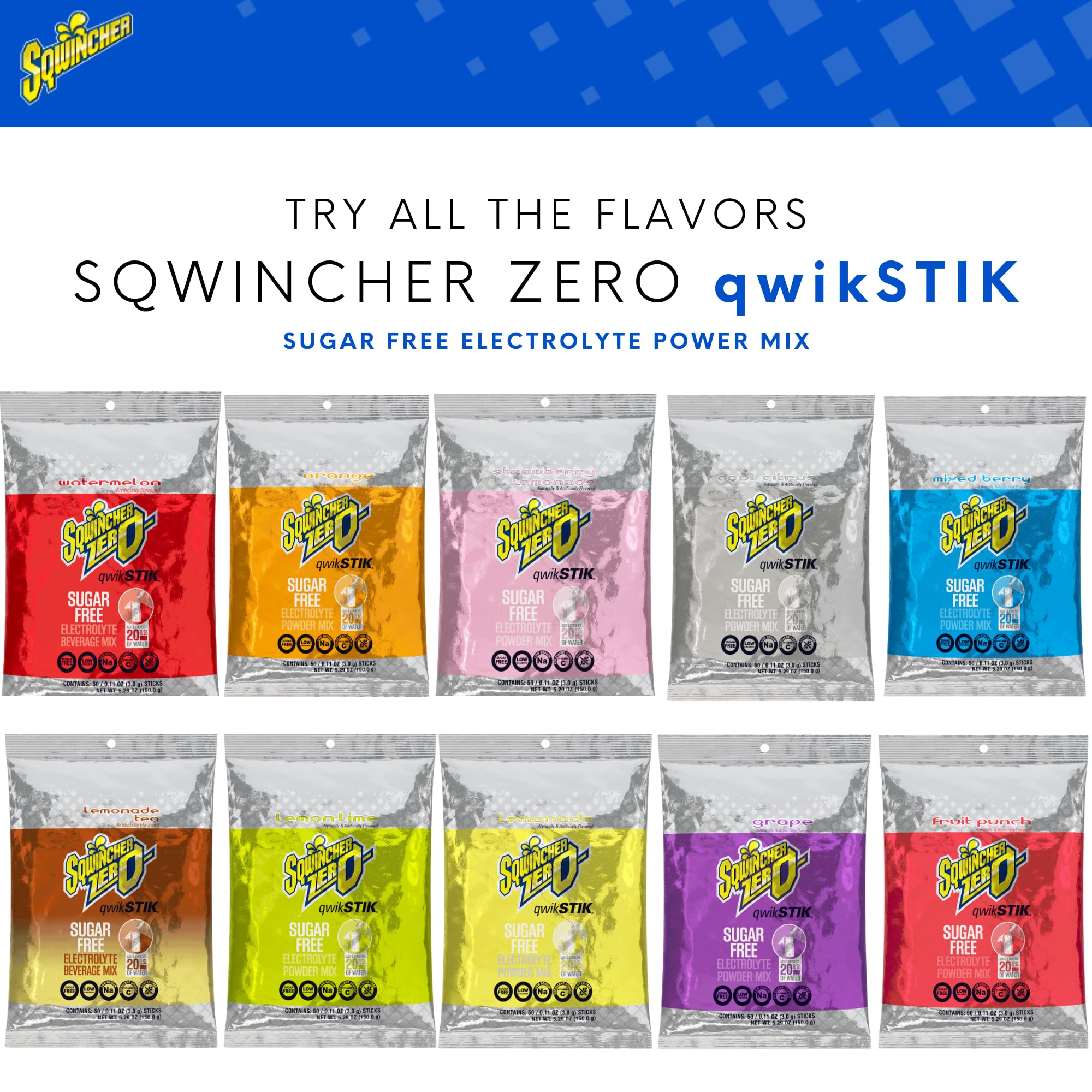 Utilisation en déplacement avec Sqwincher Zero Qwik Stik Zéro raisin dans un sac.
