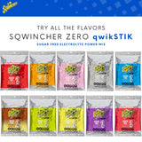 Utilisation en déplacement avec Sqwincher Zero Qwik Stik Zéro raisin dans un sac.