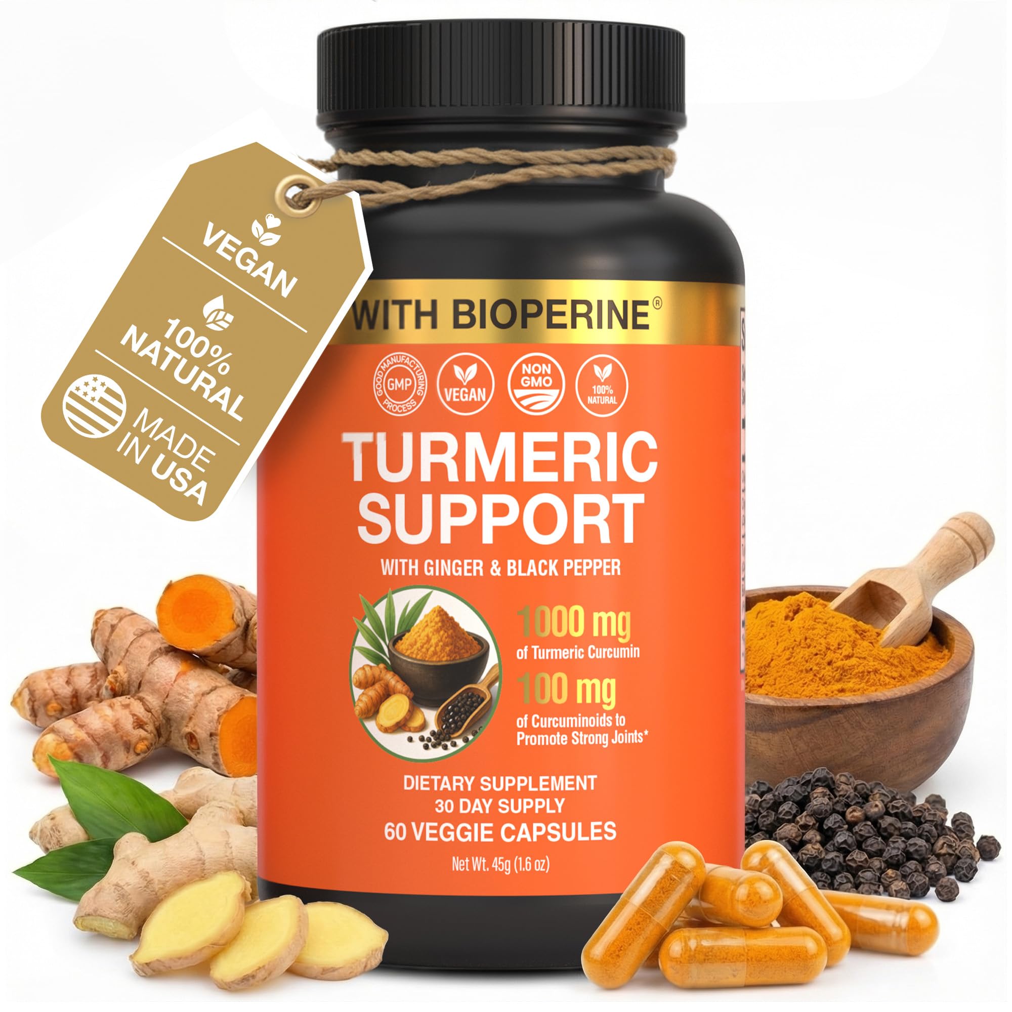 SS Sleeve Stars bouteille curcumine et curcuma, soutiens potentiels à la mobilité.