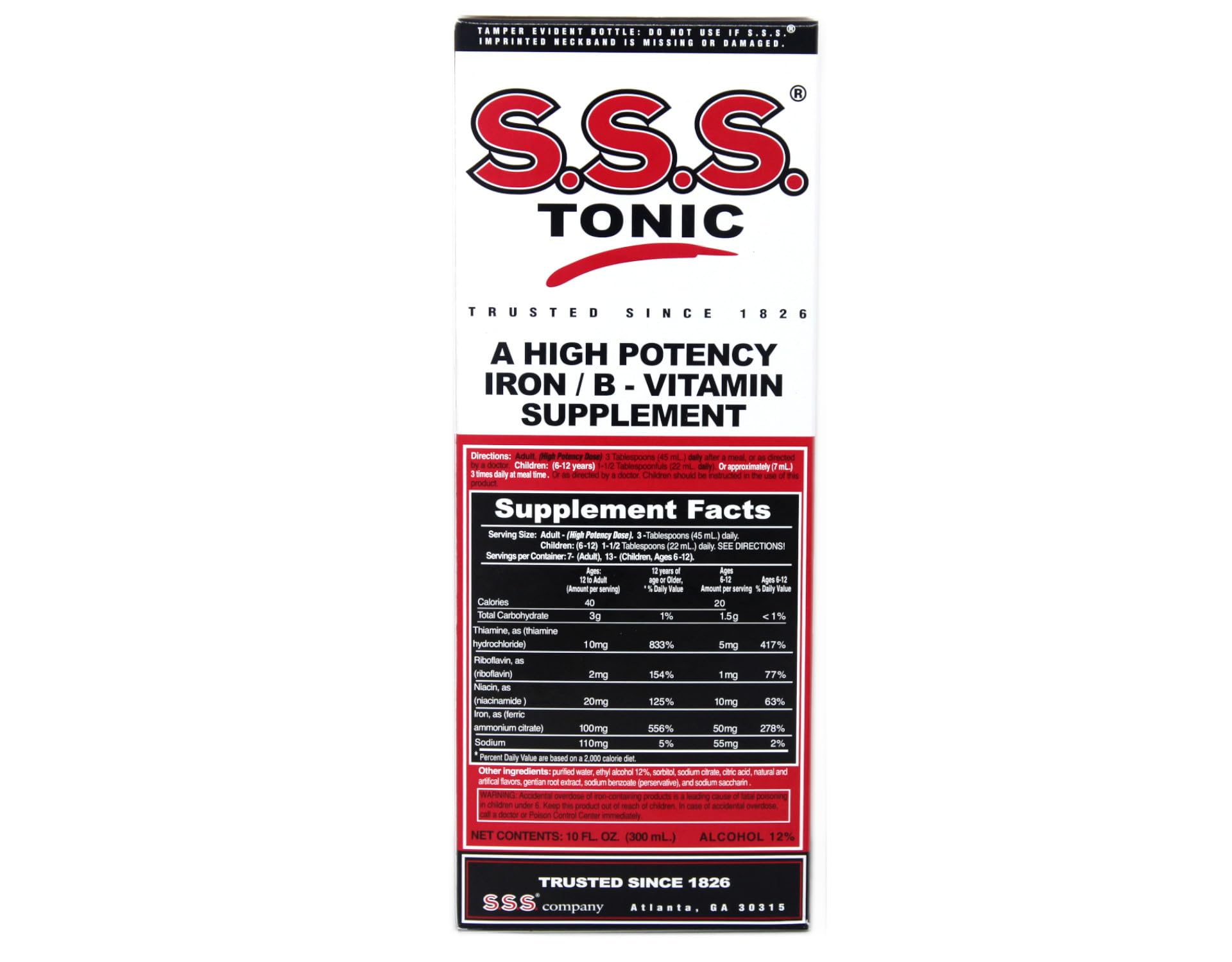 SSS Tonic: étiquette produit claire pour comprendre l’utilisation recommandée.