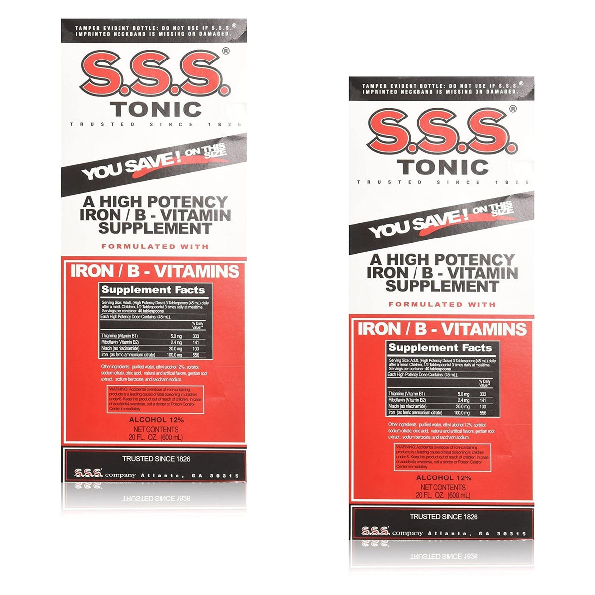 S.S.S. Tonic – versement de la bouteille, soutien énergétique potentiel grâce au fer