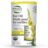Huile auriculaire St. Francis Herb Farm en flacon, utilisation topique pratique.